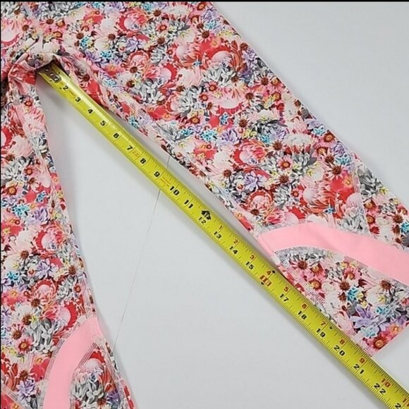 Lululemon Run Inspire Crop II All Luxtreme Flowabunga Mini Multi Coral Pink Sz 8 - Picture 16 of 16